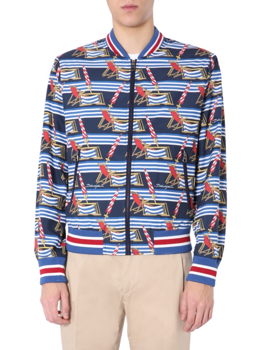 Dolce & Gabbana Navy Blue Bomber Jacket