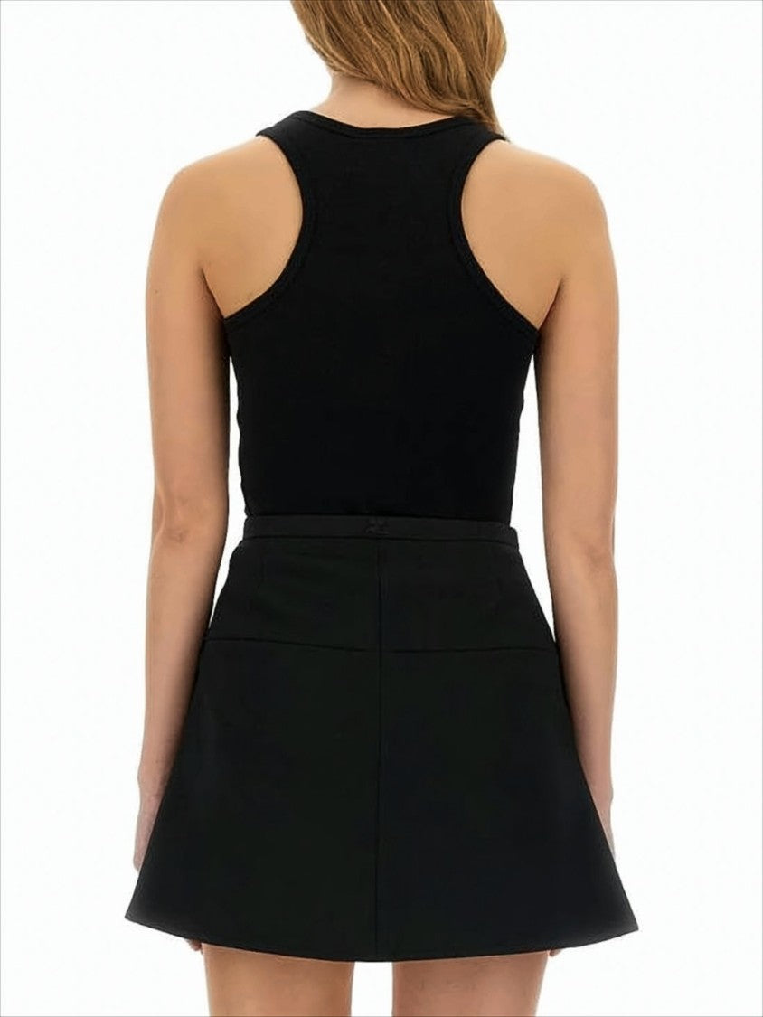 Courrèges Scoop Neck Fitted Tank Top With Button Placket