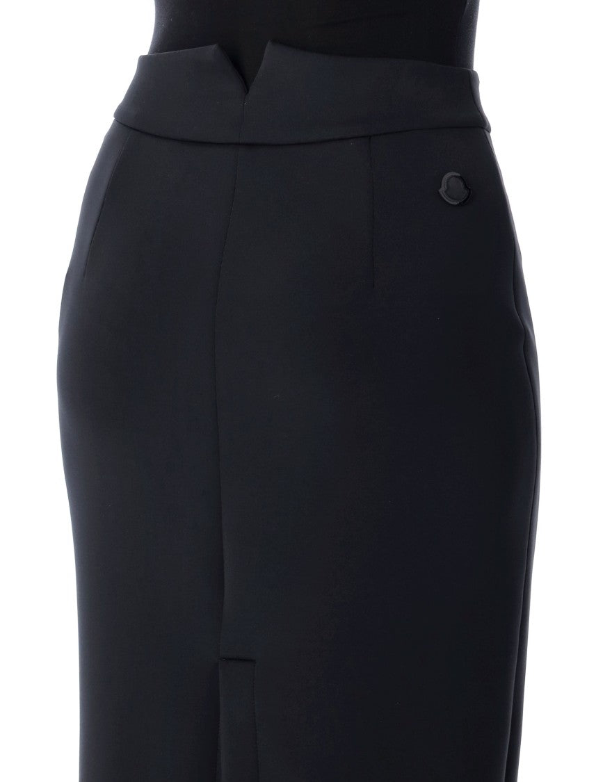 Moncler X Edward Enninful Futuristic Black Neoprene Midi Skirt
