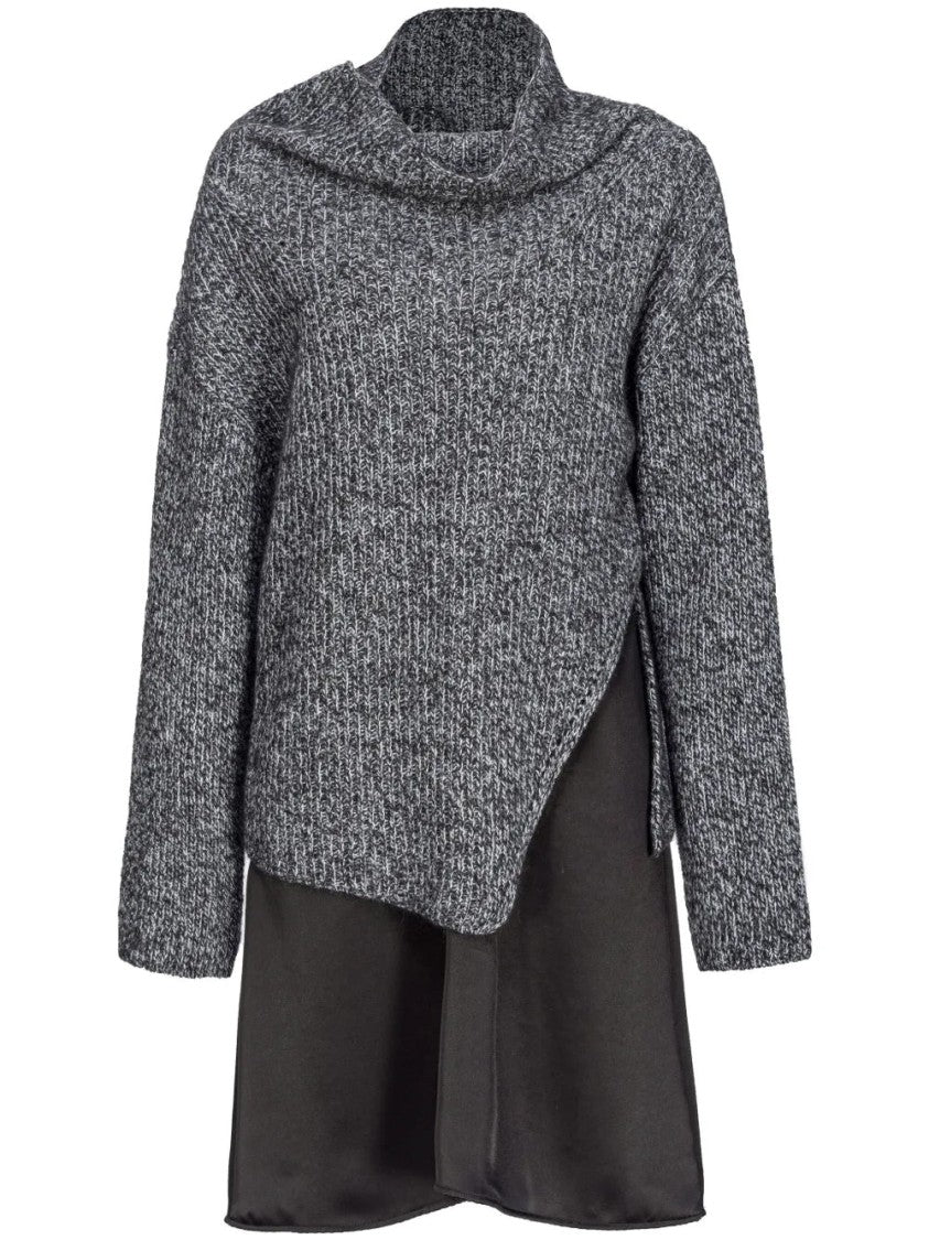 Pinko Layered Midi Dress With Textured Knit