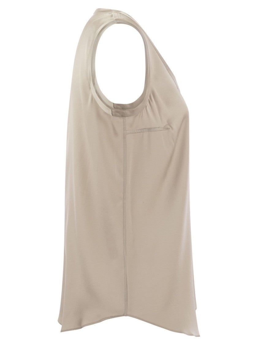 Brunello Cucinelli Stretch Silk Satin Top