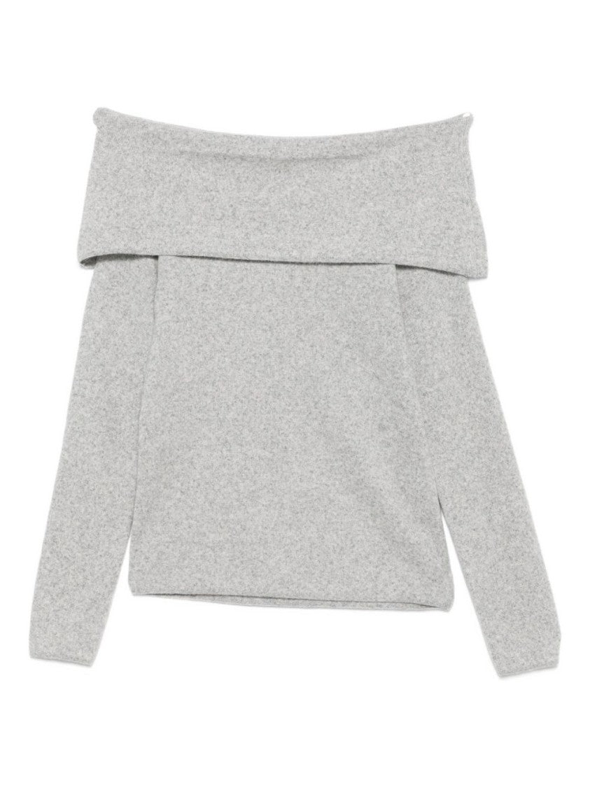 Seventy Sergio Tegon Fine Heathered Knit Sweater With Off-Shoulder Design