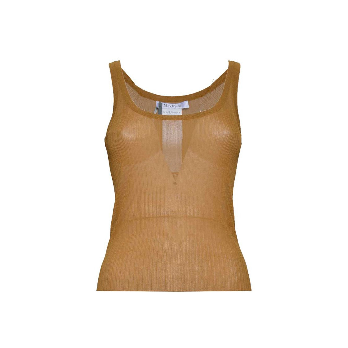 Max Mara Bastia Top In Camel Ribbed Silk