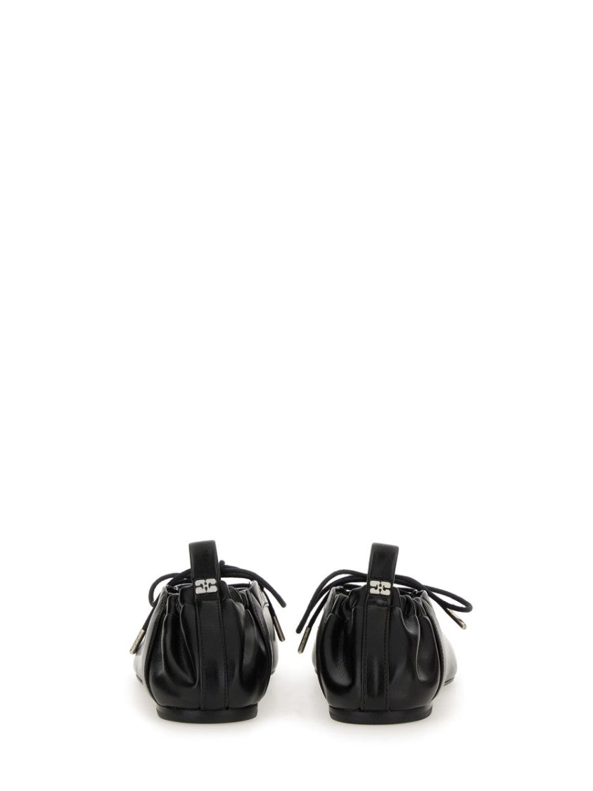 Ganni Lace-Up Ballet Flat