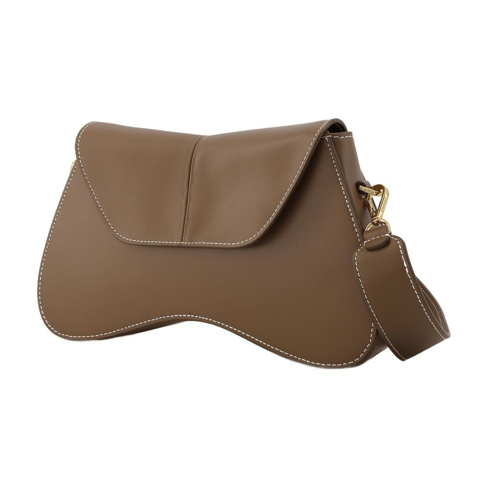 Elleme Space Bag In Grey Leather With White Stitching