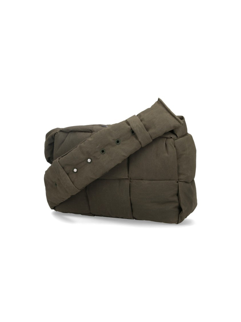 Bottega Veneta Padded Green Cotton Blend Bag With Intreccio Design