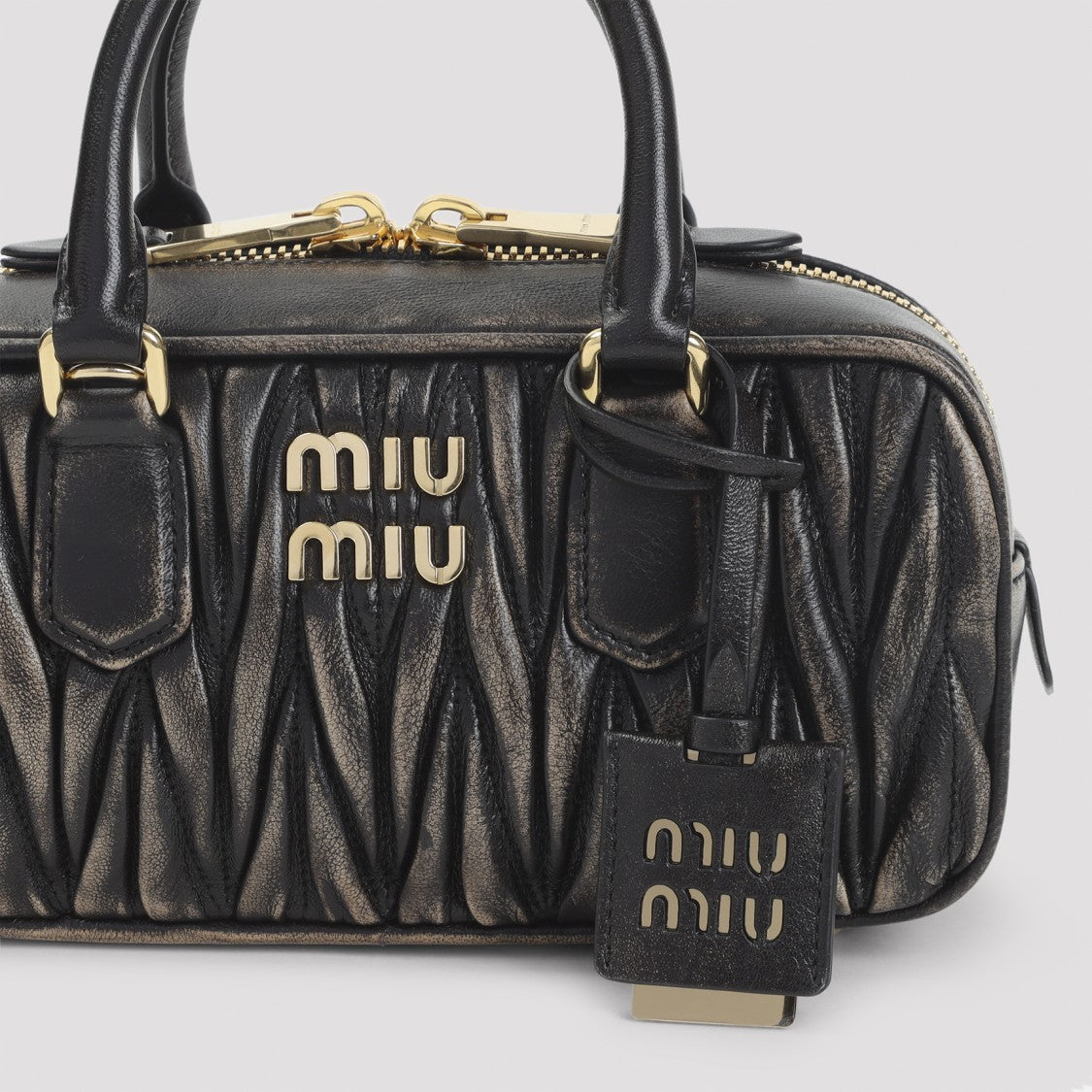 Miu Miu Quilted Lamb Leather Shoulder Bag With Dual Handles