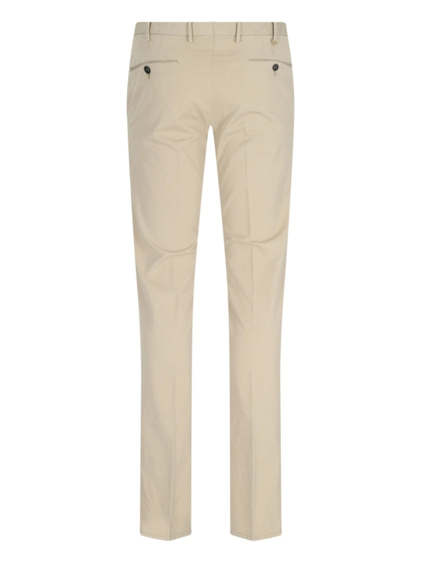 Pt Torino Superslim Fit Beige Cotton Chinos With Classic Pockets