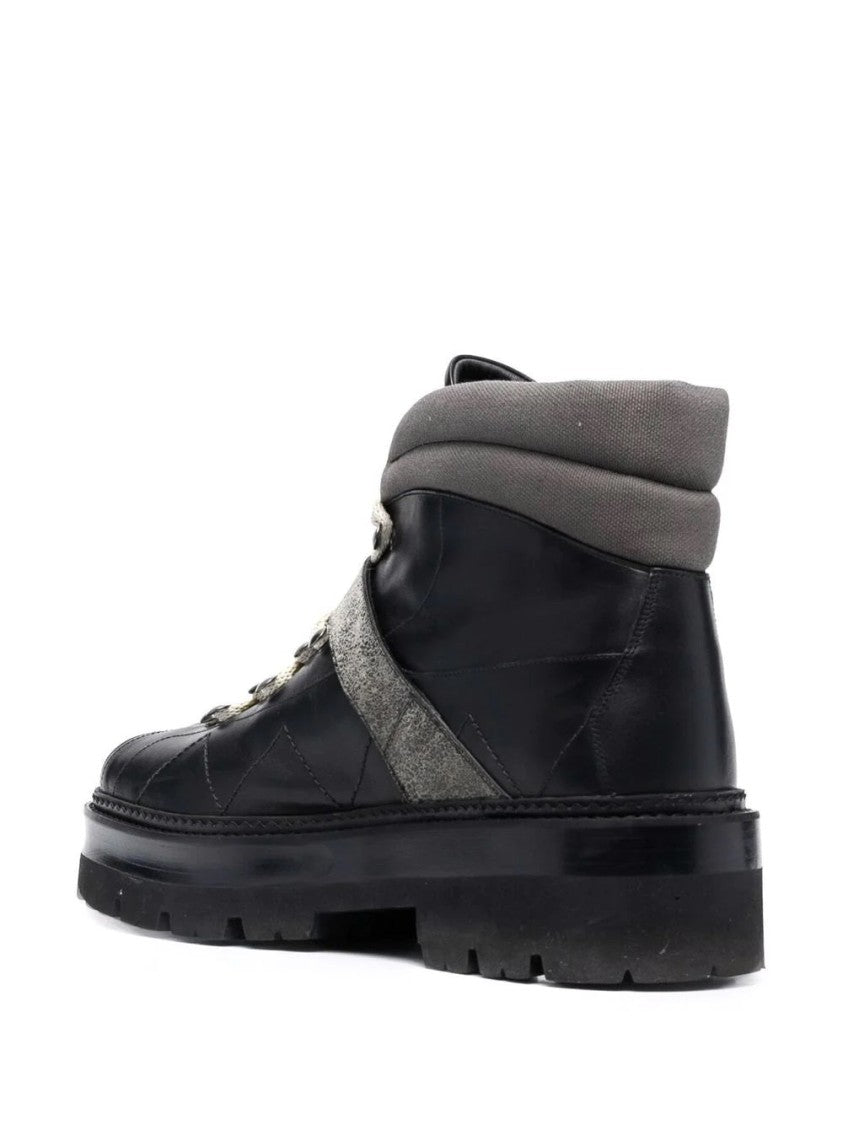 Bally Chunky Sole Black Cow Leather Ankle Boots With Padded Collar