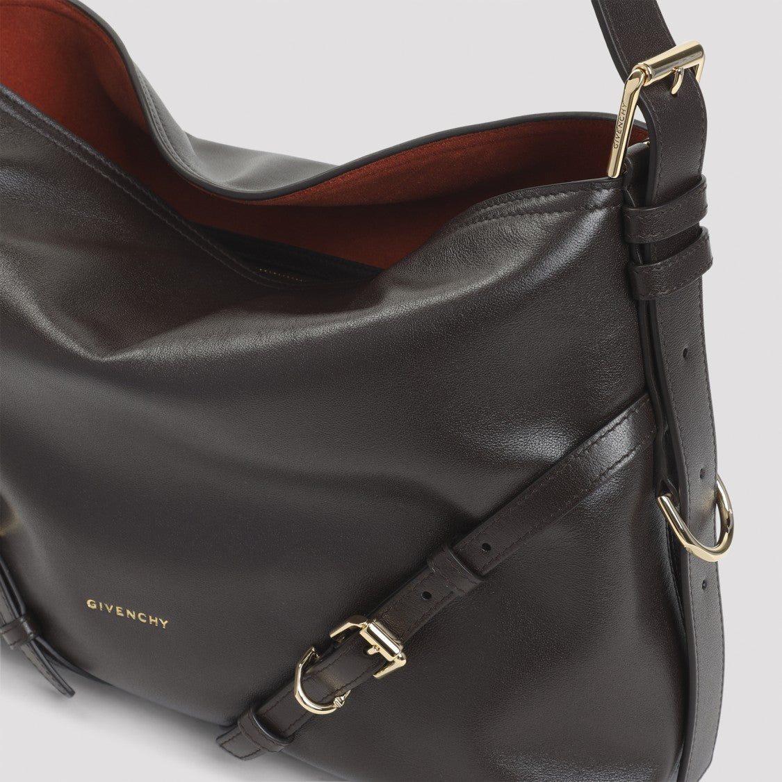 Givenchy Voyou Medium Dark Brown Calf Leather Handbag