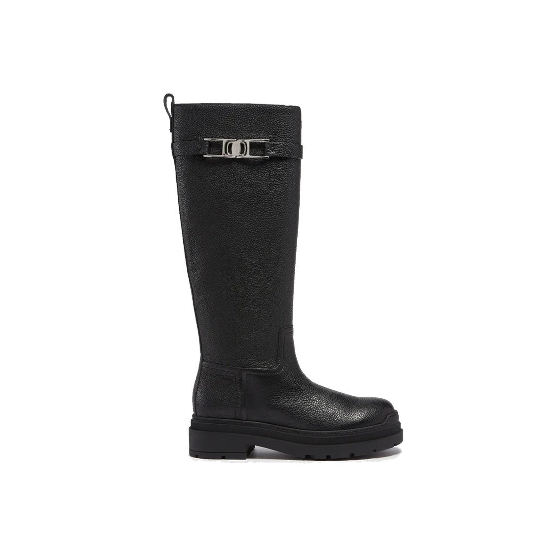 Salvatore Ferragamo Textured Leather Ankle Boots With Side Zip Closure And Silver-Tone Hardware