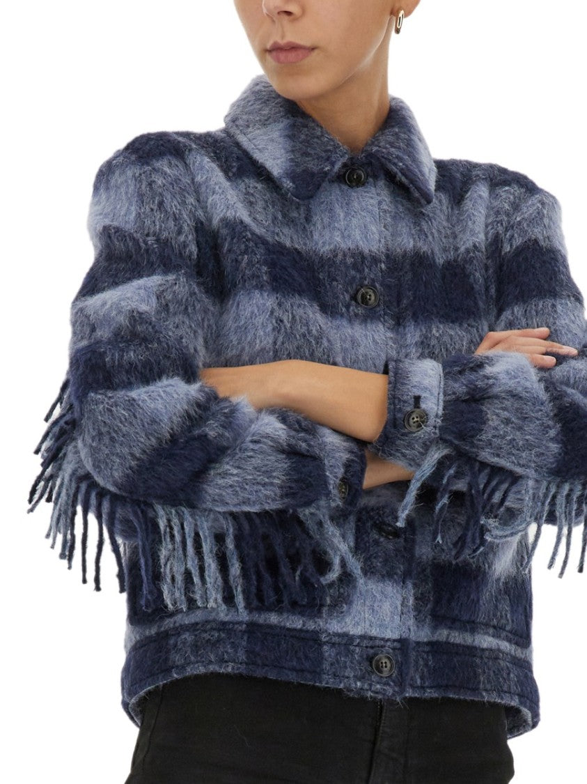 Woolrich Blue Checkered Wool Jacket