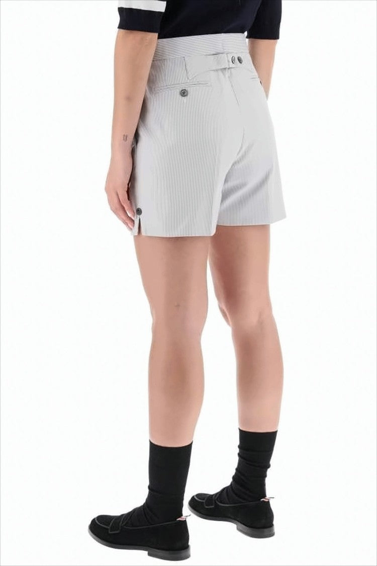 Thom Browne Tailored Pinstripe Shorts With High Waist And Button Details