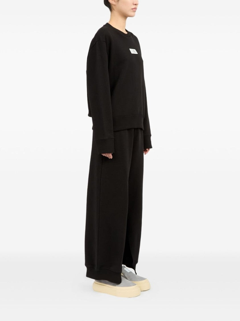 Mm6 By Maison Margiela Relaxed-Fit Black Sweatshirt With Ribbed Hem