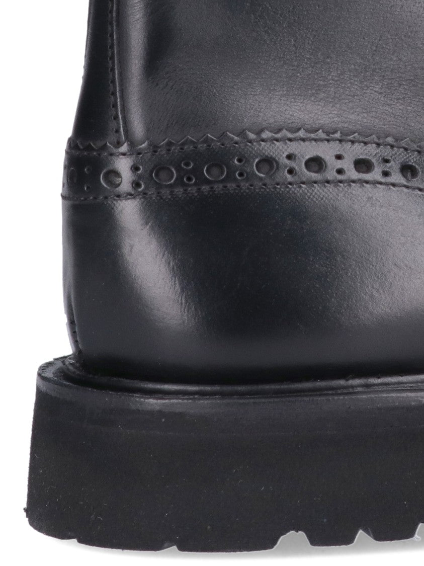 Tricker's Round Toe Brogue Leather Boots