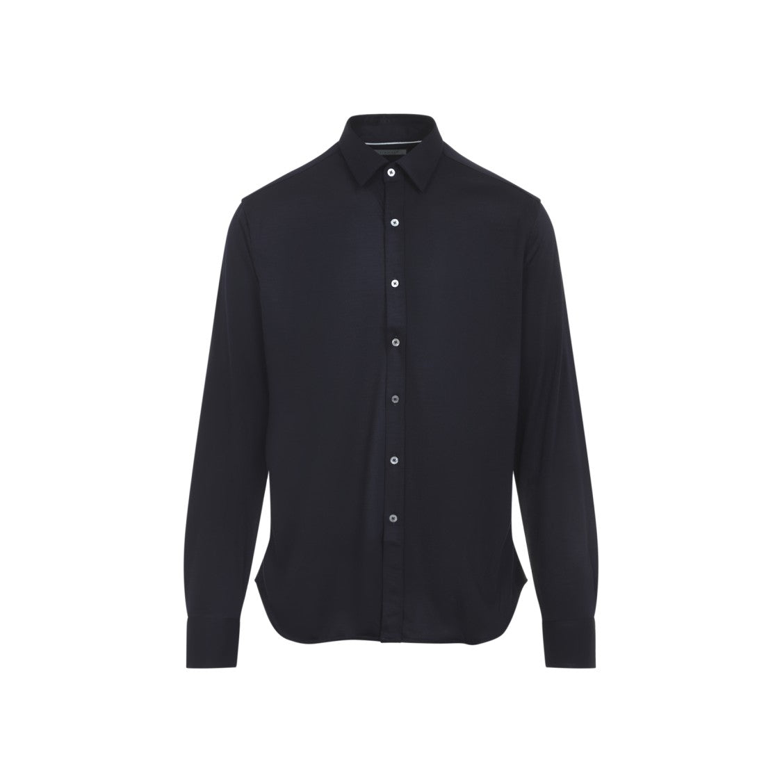 Canali Pointed Collar Black Wool Formal Shirt
