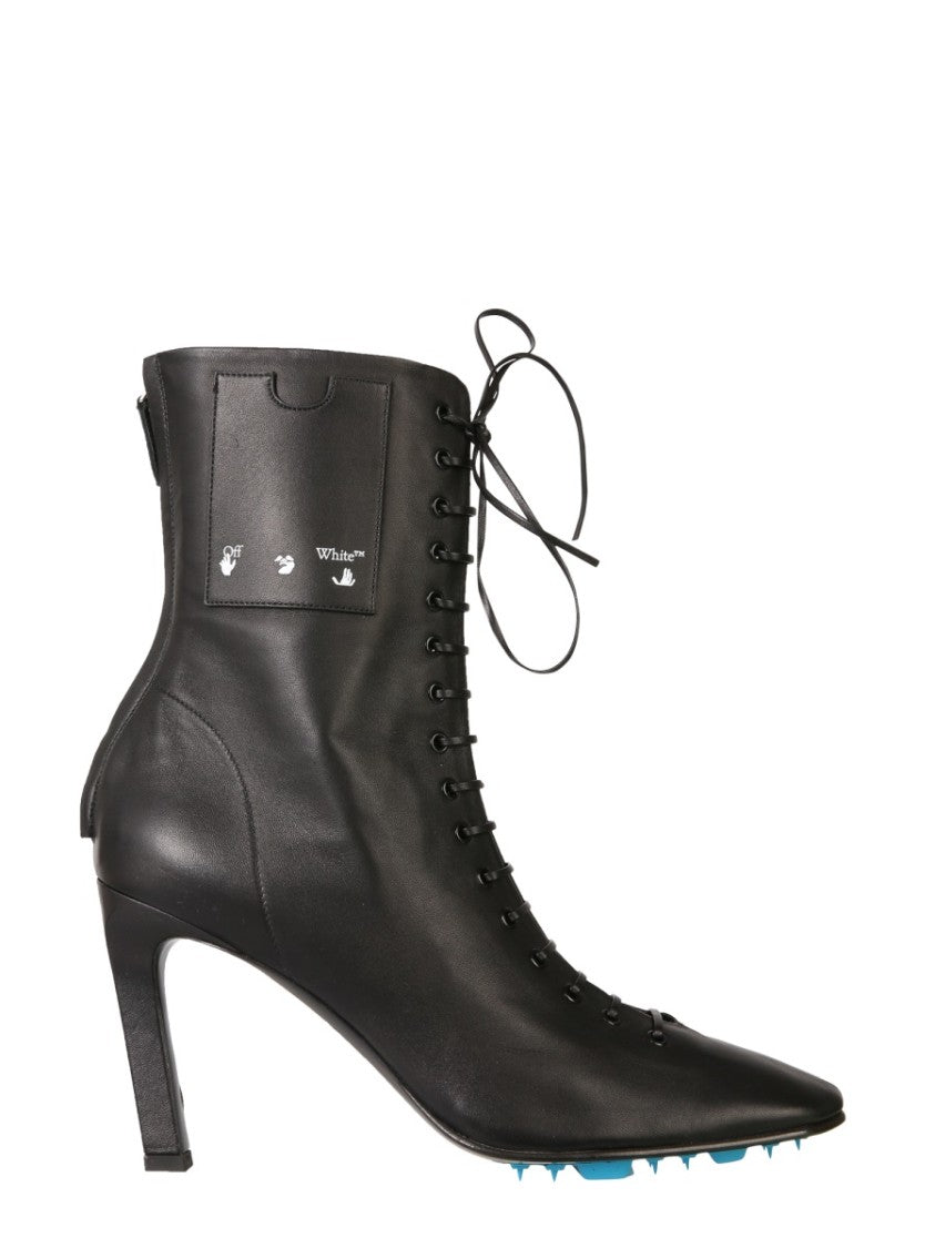 Off-White Lace-Up Black Leather Boots