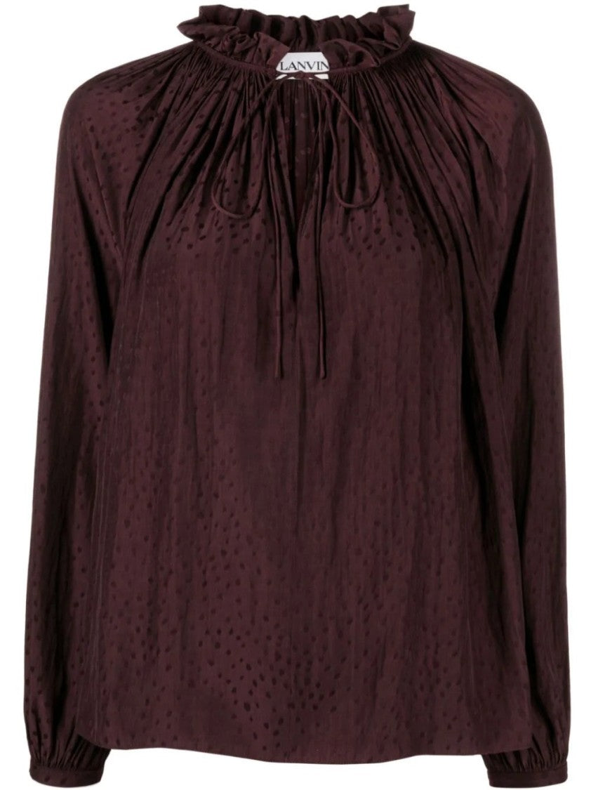 Lanvin Gathered Neckline Long Sleeve Blouse