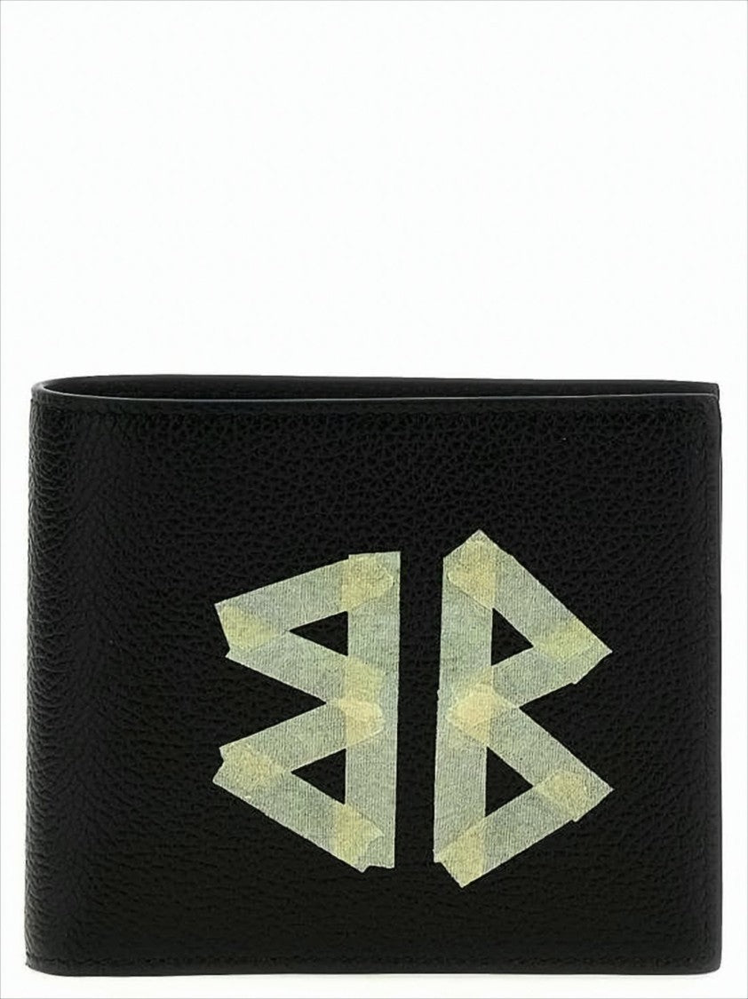 Balenciaga Textured Calf Leather Bifold Wallet With Geometric Logo