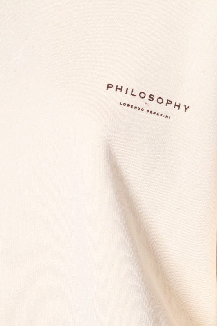Philosophy Di Lorenzo Serafini Cropped Beige Sweatshirt With Subtle Logo
