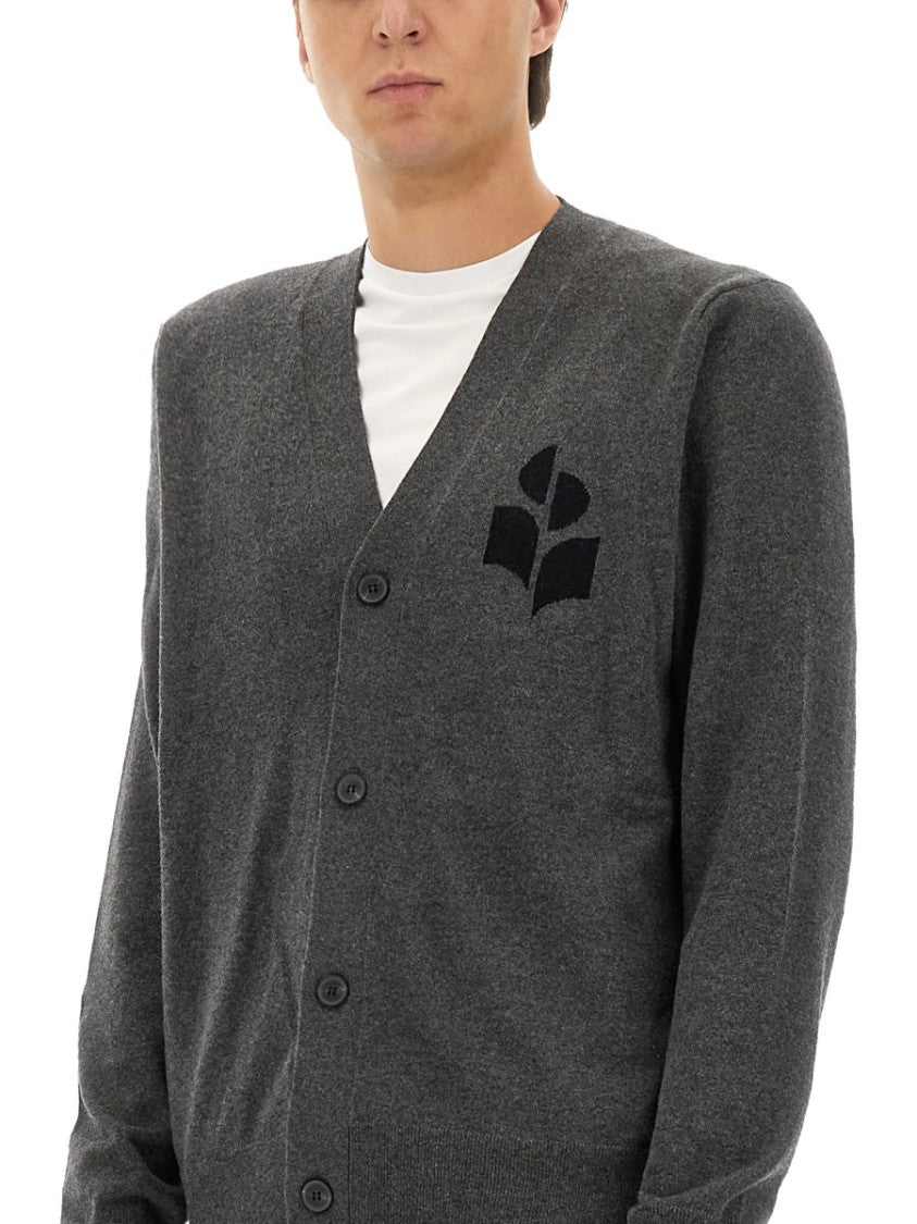 Isabel Marant Relaxed-Fit V-Neck Cardigan With Logo Patch