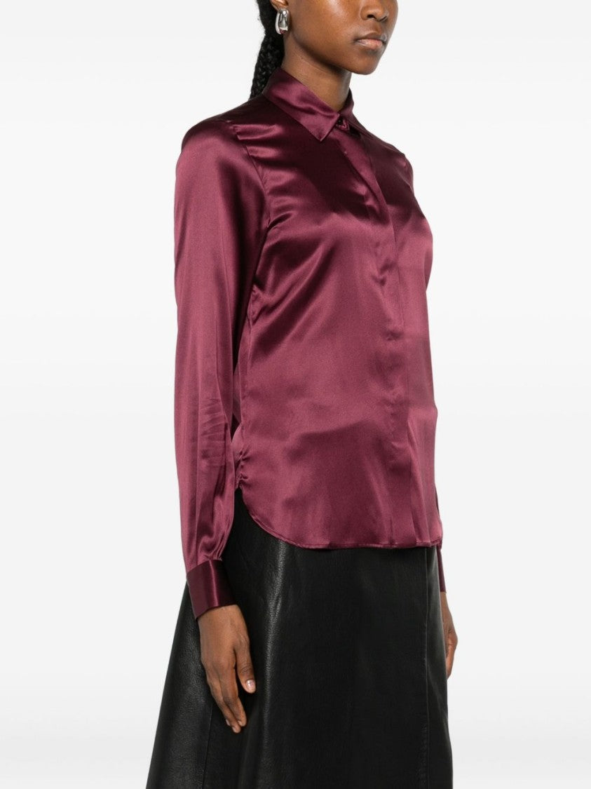 Tagliatore Violet Silk Blend Shirt With Tailored Fit