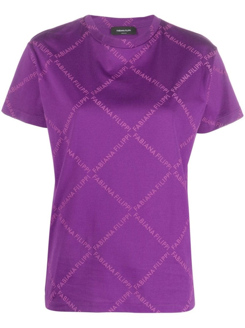 Fabiana Filippi Purple Jersey With All-Over Logo Print