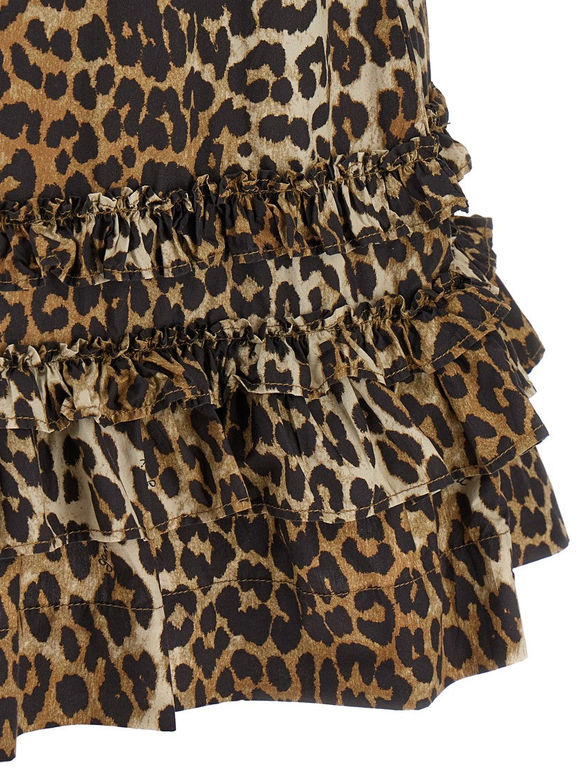 Ganni Leopard Cotton Poplin Mini' Dress