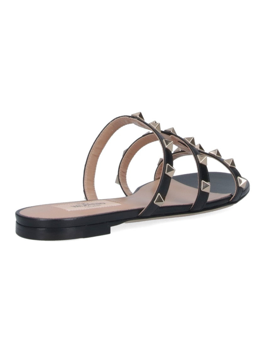 Valentino Garavani "Rockstud" Slide Sandals Black
