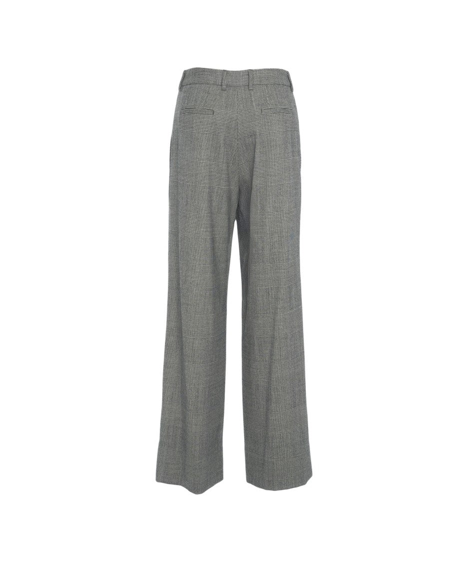 Pt Torino Glencheck Wide-Leg Palazzo Trousers With Pleated Front