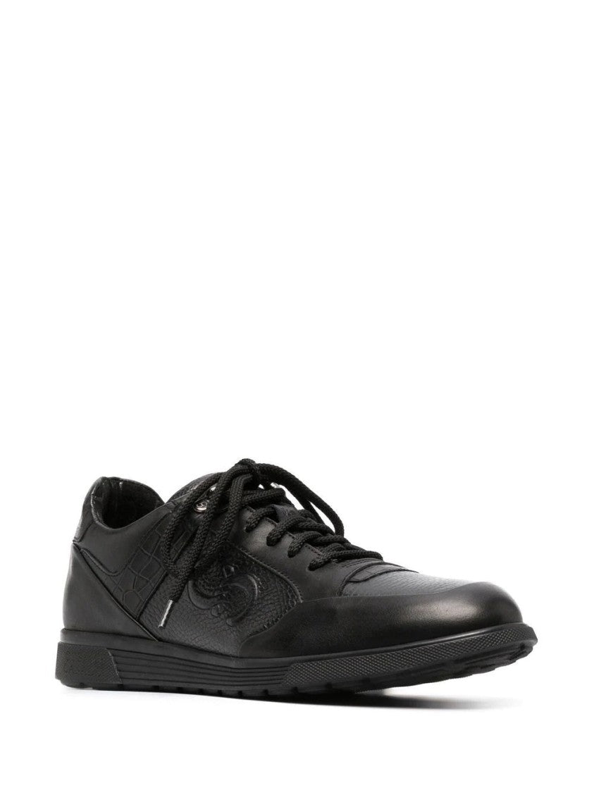 Casadei Low-Top Leather Trainers With Crocodile Skin Texture