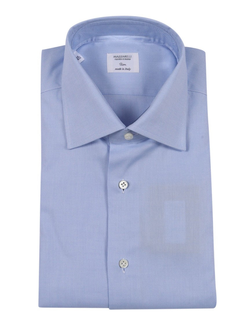 Mazzarelli Camicie Slim-Fit Royal Blue Oxford Cotton Shirt