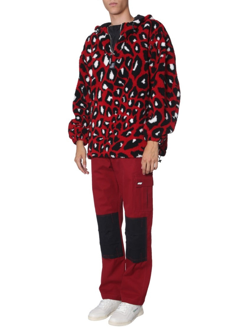 Msgm Abstract Leopard Print Oversized Shearling Jacket