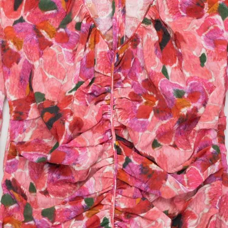 Isabel Marant Dramatic Floral Print Top With Puffy Sleeves