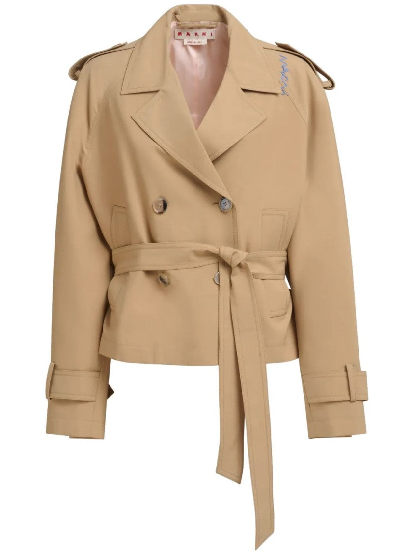 Marni Double-Breasted Cropped Jacket With Belted Waist