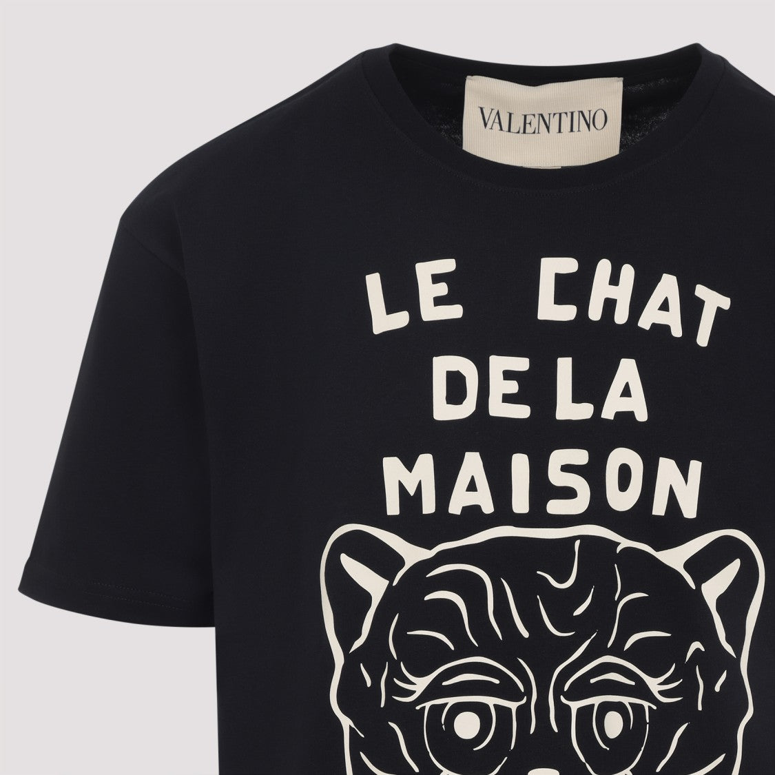 Valentino Black Cotton Le Chat De La Maison T-Shirt