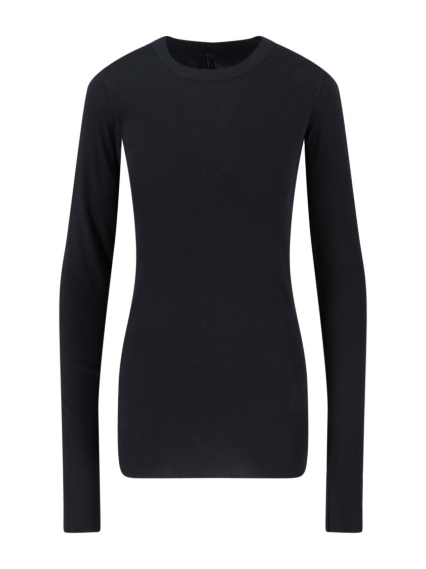 Drkshdw By Rick Owens Black Cotton "Rib" T-Shirt