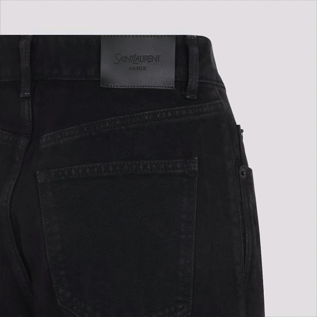 Saint Laurent Wide-Leg High-Waisted Black Denim Pants