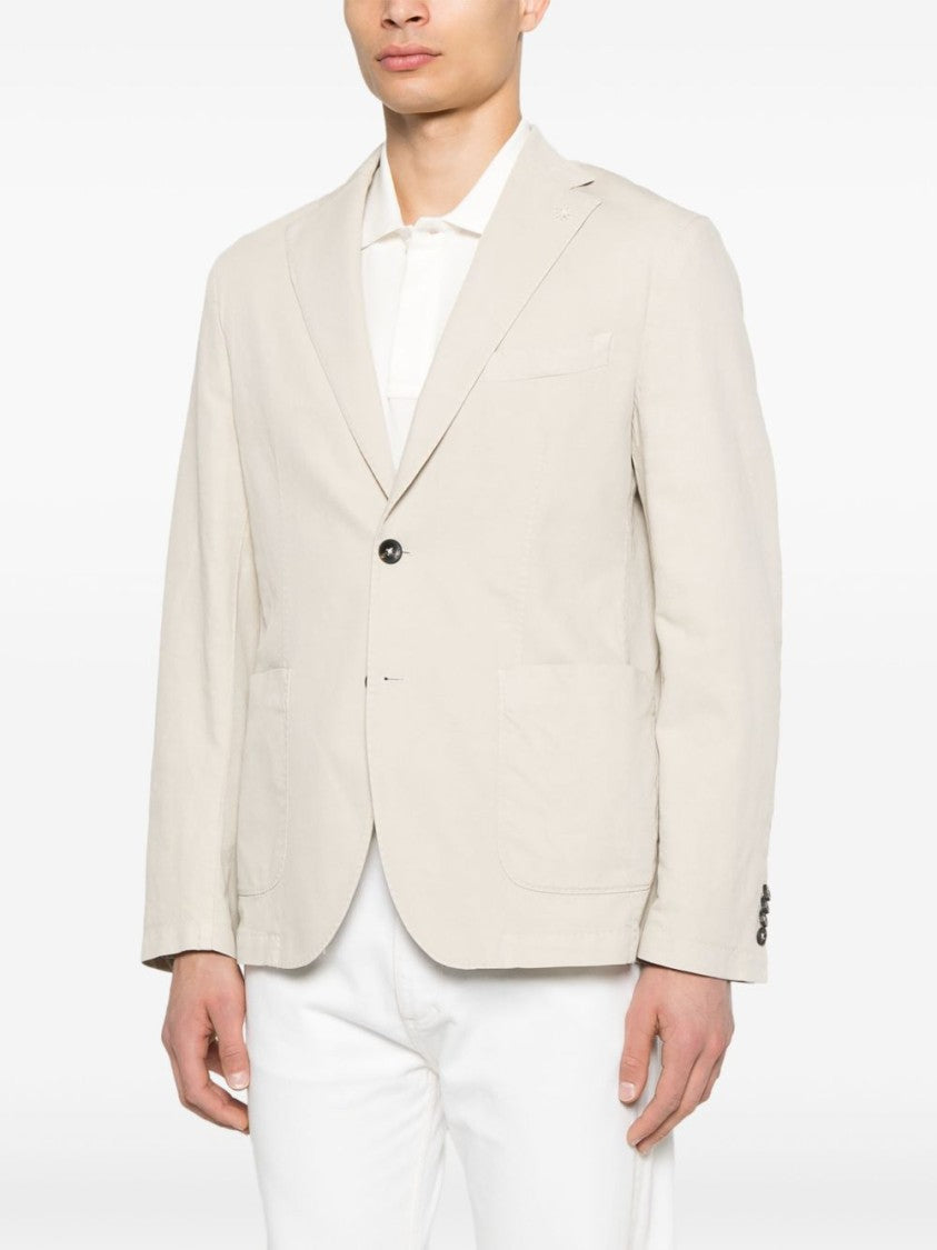 Manuel Ritz Tailored Sand Beige Single Breasted Blazer