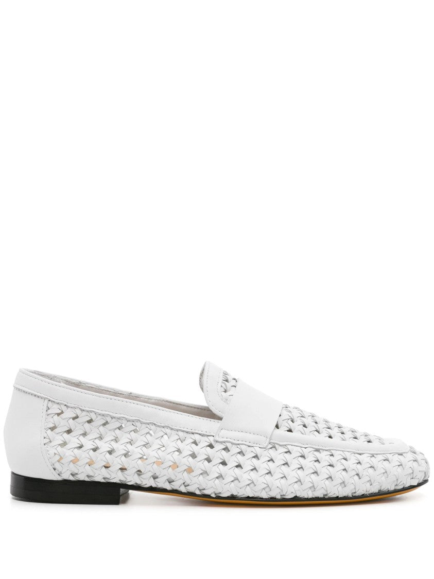 Doucal's Woven Leather Moccasins With Smooth Vamp Strap