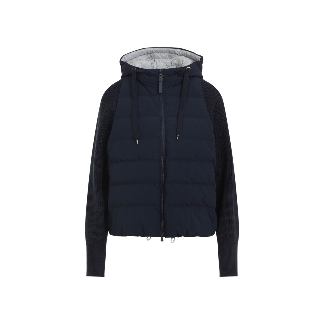 Brunello Cucinelli Quilted Black Jacket With Textured Sleeves
