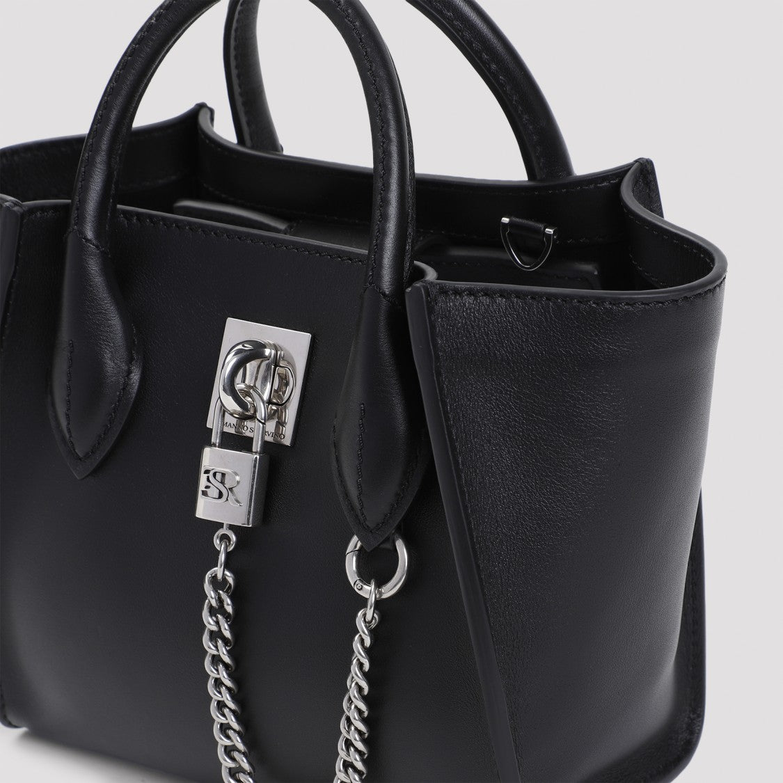 Ermanno Scervino Leather Handbag With Design And Chain Detail
