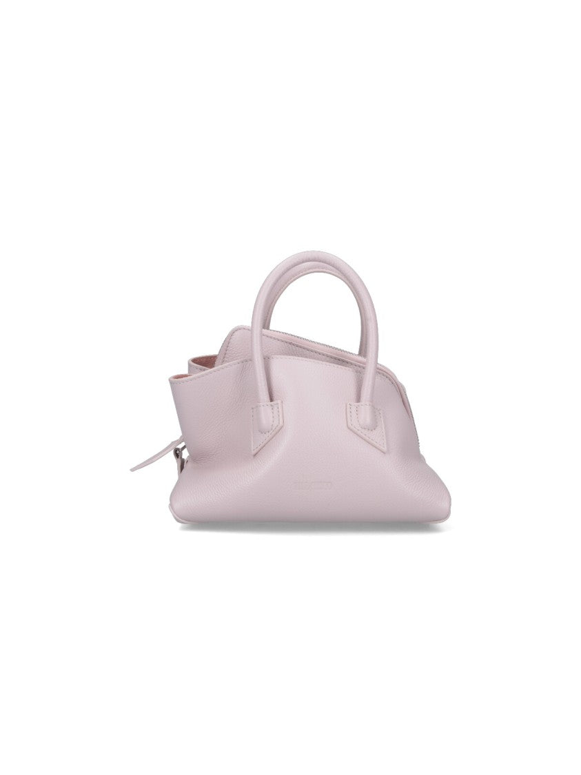 The Attico Mini Handbag In Pink Hammered Calf Leather