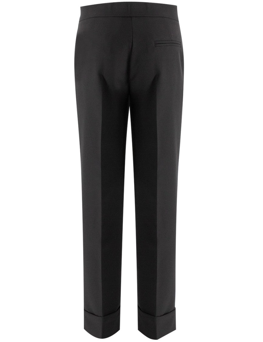 Ermanno Firenze Tailored Black Trousers With Wide Hem Lapels