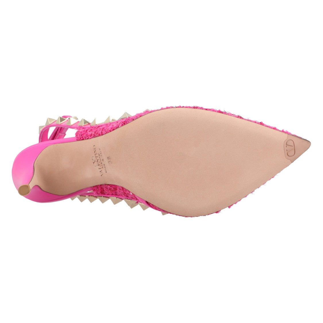 Valentino Caged 100 Tweed & Leather Pump Pink