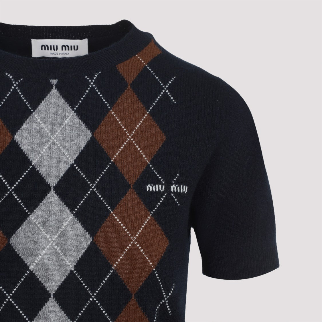 Miu Miu Argyle Pattern Cashmere Sweater