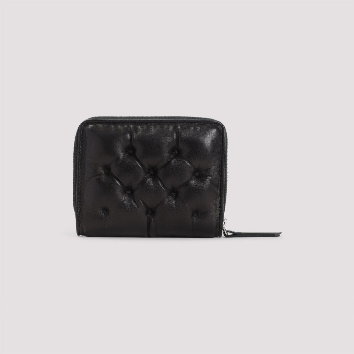Maison Margiela Quilted Black Leather Zip Wallet With Contrasting Label