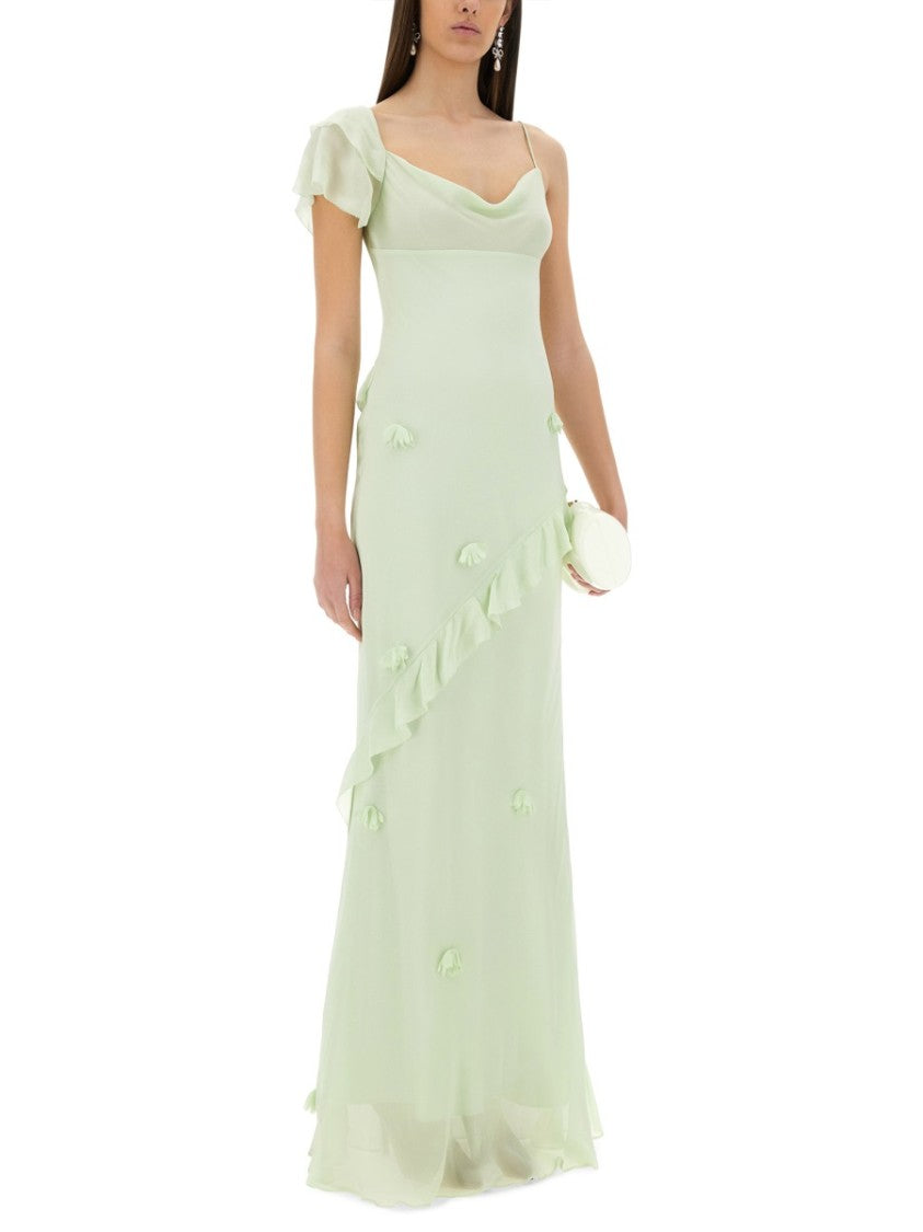 Self-Portrait Long Dress With Floral Appliqués