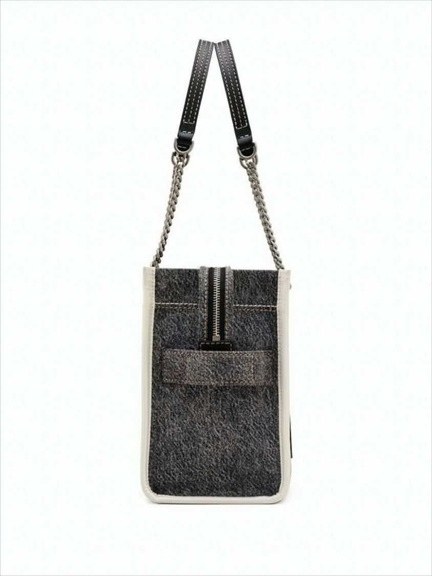 Marc Jacobs Textured Cotton Tote Bag With Chain