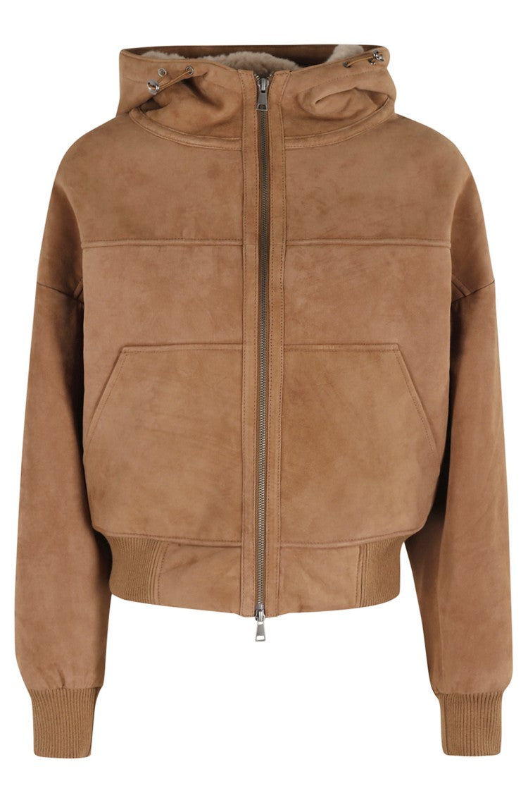 Tela Cropped Leather Spillo Jacket With Hood